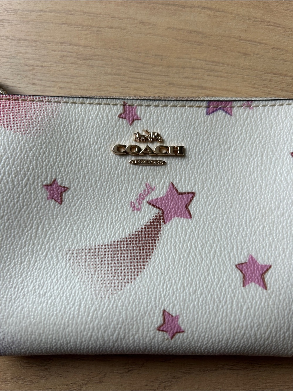 Coach White Leather Disco Star Print Wristlet - Picture 5 of 8